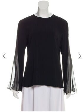 Cushnie Et Ochs black Long-Sleeve with  Silk Trimmed Sheer Bell Sleeves - Women